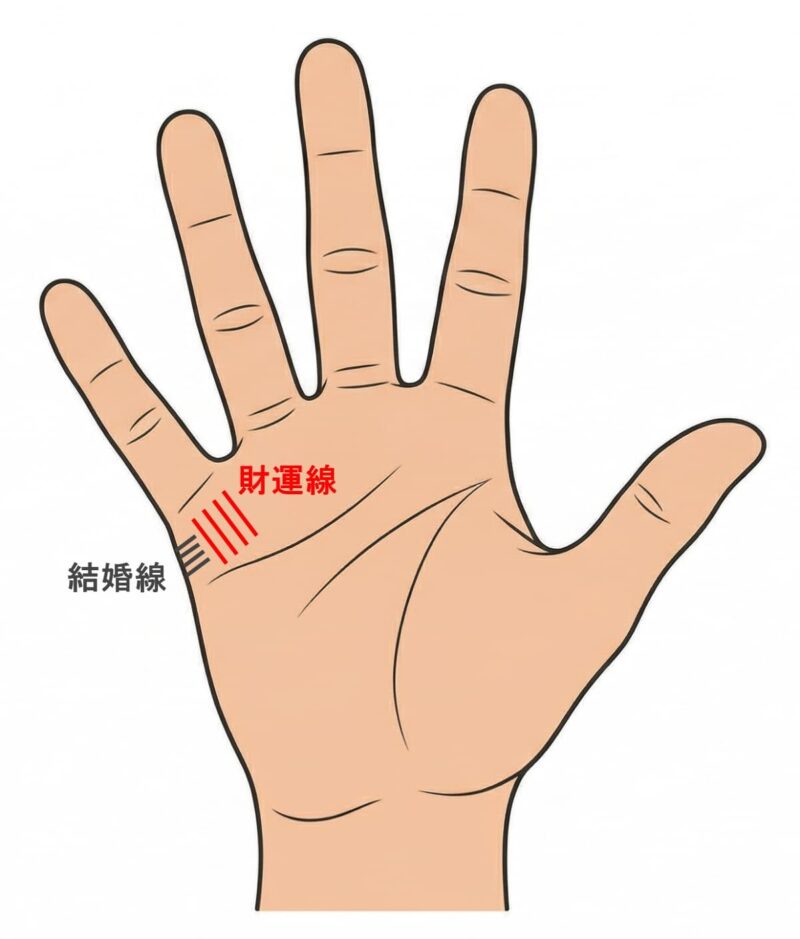 手相 右手_財運線と結婚線